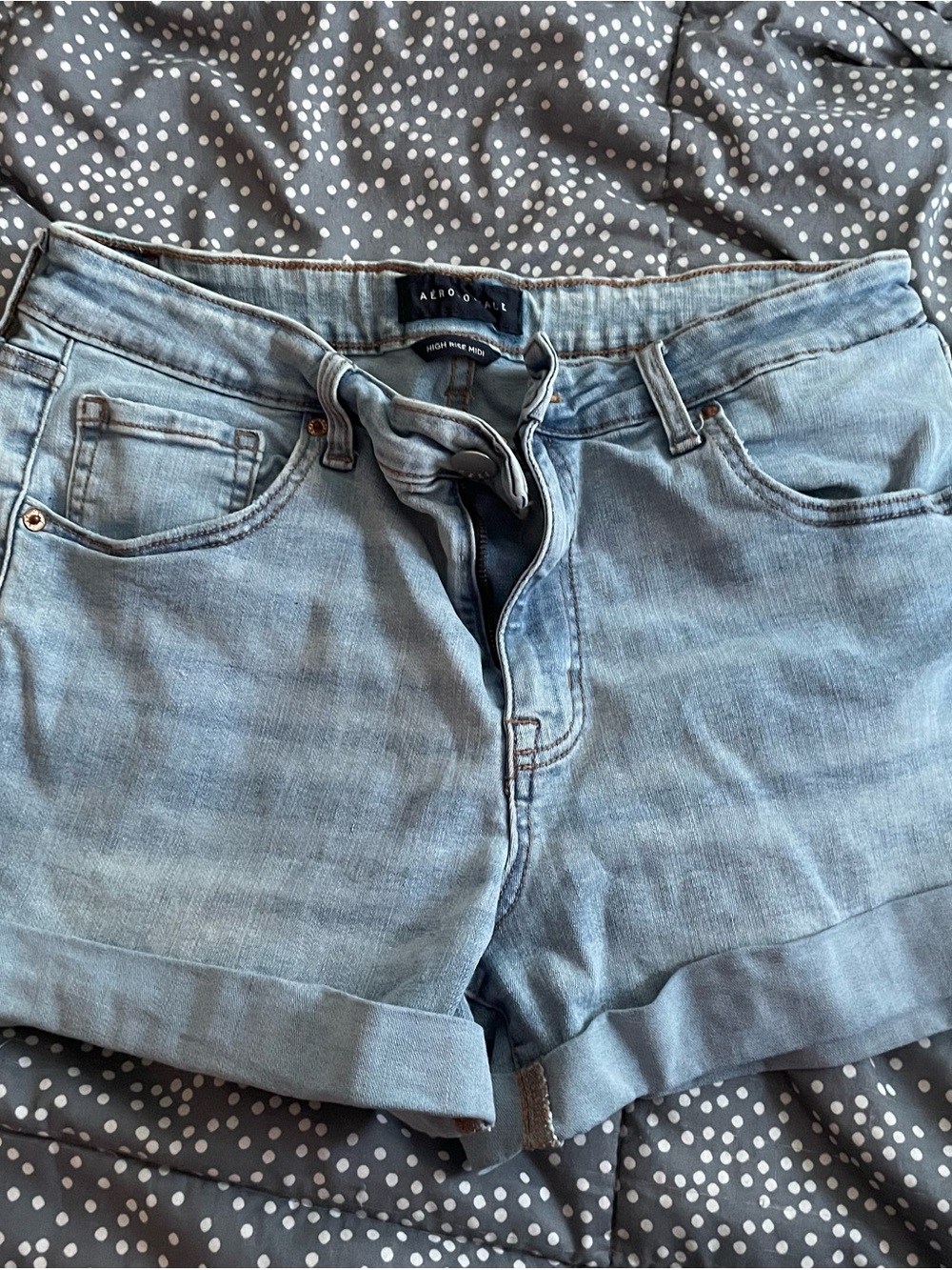 Aeropostale Light Blue Rolled Hem Denim Shorts
